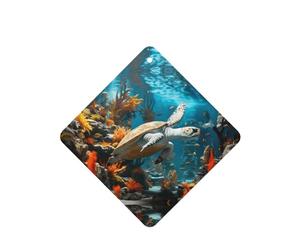 Phayah Ambientador de coche con aroma a lavanda con diseño de tortuga en una esquina rocosa, tarjeta cuadrada para colgar, tarjeta perfumada para colgar, 6 piezas para cajones de armario de