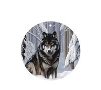Phayah Ambientador de coche con aroma a lavanda con forma de lobo en la nieve, tarjeta colgante con forma redonda, 6 piezas para cajones de armario de automóviles