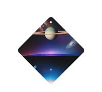 Phayah Ambientador de coche con aroma a lavanda con patrón de Saturno cósmico, tarjeta cuadrada para colgar, tarjeta perfumada para colgar, 4 piezas para cajones de armario de automóviles