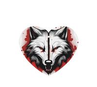 Phayah Ambientador de coche con diseño de cabeza de lobo rojo sangre con aroma a lavanda, tarjeta con forma de corazón para colgar, tarjeta perfumada para colgar, 4 piezas para coches, armarios