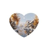 Phayah Ambientador de coche con diseño de calle otoñal con aroma a lavanda, tarjeta con forma de corazón, para colgar, 4 unidades, para cajones de armario de automóviles