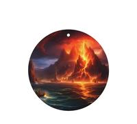 Phayah Ambientador de coche con diseño de erupción de volcán, aroma a lavanda, tarjeta de forma redonda, para colgar, tarjeta perfumada, 4 unidades, para cajones de armario de automóviles