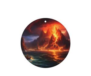 Phayah Ambientador de coche con diseño de erupción de volcán, aroma a lavanda, tarjeta de forma redonda, para colgar, tarjeta perfumada, 6 unidades, para cajones de armario de automóviles