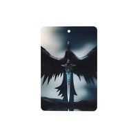 Phayah Ambientador de coche con diseño de espada voladora con plumas negras, aroma de lavanda, tarjeta rectangular para colgar, tarjeta perfumada colgante, 4 piezas para cajones de armario de