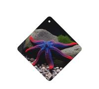 Phayah Ambientador de coche con diseño de estrella de mar de tentáculo rojo con aroma a lavanda, tarjeta cuadrada para colgar, tarjeta perfumada para colgar, 4 piezas para cajones de armario de