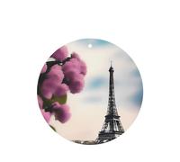 Phayah Ambientador de coche con diseño de flor de la Torre Eiffel con aroma a lavanda, tarjeta de forma redonda, para colgar, tarjeta perfumada, 4 piezas para coches, armario, zapatos