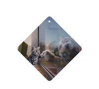 Phayah Ambientador de coche con diseño de gato y reflejo de tigre con aroma a lavanda, tarjeta cuadrada para colgar, tarjeta perfumada para colgar, 6 piezas para coches, armario, cajón, eliminar