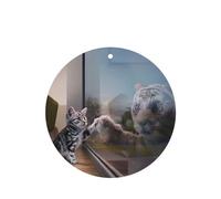Phayah Ambientador de coche con diseño de gato y reflejo de tigre con aroma a lavanda, tarjeta de forma redonda, para colgar, tarjeta perfumada, 6 piezas para coches, armario, cajón, eliminar