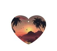 Phayah Ambientador de coche con diseño de lago al atardecer, aroma a lavanda, tarjeta con forma de corazón, para colgar, 6 unidades, para cajones de armario de automóviles