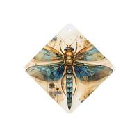 Phayah Ambientador de coche con diseño de libélula dorada delicada sobre fondo amarillo, aroma a lavanda, tarjeta cuadrada para colgar, tarjeta perfumada, 6 piezas para cajones de armario de