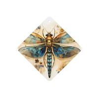 Phayah Ambientador de coche con diseño de libélula dorada sobre fondo amarillo, aroma a lavanda, tarjeta cuadrada para colgar, tarjeta perfumada, 4 unidades, para cajones de armario de automóviles