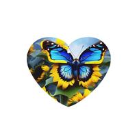 Phayah Ambientador de coche con diseño de mariposa azul de girasol, aroma de lavanda, tarjeta con forma de corazón, tarjeta perfumada colgante, 6 piezas para cajones de armario de automóviles