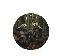 Phayah Ambientador de coche con diseño de panda gigante tocando guitarra, aroma a lavanda, tarjeta de forma redonda, para colgar, tarjeta perfumada, 4 piezas para cajones de armario de automóviles