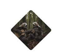 Phayah Ambientador de coche con diseño de panda gigante tocando guitarra, aroma lavanda, tarjeta cuadrada para colgar, tarjeta perfumada, 6 piezas para cajones de armario de automóviles