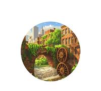 Phayah Ambientador de coche con diseño de puente de arco de rueda de agua, aroma de lavanda, tarjeta de forma redonda, para colgar, tarjeta perfumada, 4 piezas para cajones de armario de automóviles