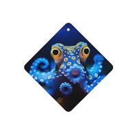 Phayah Ambientador de coche con diseño de pulpo con anillos azules, aroma a lavanda, tarjeta cuadrada para colgar, tarjeta perfumada para colgar, 4 piezas para cajones de armario de automóviles