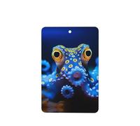 Phayah Ambientador de coche con diseño de pulpo con anillos azules, aroma a lavanda, tarjeta rectangular para colgar, tarjeta perfumada para colgar, 4 piezas para cajones de armario de automóviles