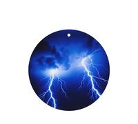 Phayah Ambientador de coche con diseño de tormenta de relámpago, aroma a lavanda, tarjeta de forma redonda, para colgar, 4 unidades, para cajones de armario de automóviles