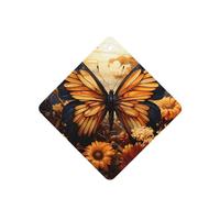 Phayah Ambientador de fragancia cuadrada para colgar en el interior del coche, 4 unidades, color naranja y amarillo, diseño de flores de campo de mariposa, aroma de lavanda