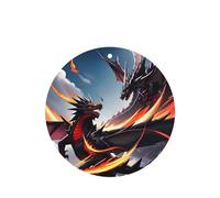 Phayah Ambientador de fragancia de doble dragón con patrón de batalla de lavanda, aroma de coche, forma redonda, para colgar, para el interior del coche, 4 unidades