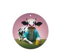 Phayah Ambientador de fragancia de vaca con diseño creativo de puntos de lavanda, aroma de coche, forma redonda, para colgar, para el interior del coche, 6 unidades