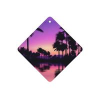 Phayah Ambientador de fragancia para el interior del coche, 4 unidades, diseño de palmeral, color morado