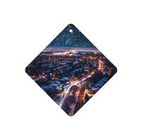 Phayah Ambientador de fragancia para el interior del coche, diseño de escena nevada por la noche, aroma de lavanda, aroma cuadrado, para colgar en el coche, 4 unidades