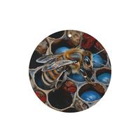 Phayah Ambientador para coche, diseño de abeja en colmena, aroma a lavanda, tarjeta de forma redonda, para colgar, 4 unidades, para cajones de armario de automóviles