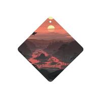 Phayah Ambientador para coche, diseño de amanecer en el valle, con aroma a lavanda, tarjeta cuadrada para colgar, 4 unidades, para cajones de armario de automóviles