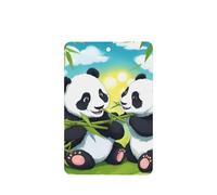 Phayah Ambientador rectangular con aroma a lavanda con diseño de dos pandas felices para colgar en el interior del coche, 6 unidades