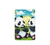 Phayah Ambientador rectangular con aroma a lavanda con diseño de dos pandas felices para colgar en el interior del coche, 4 unidades
