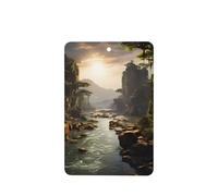 Phayah Ambientador rectangular con aroma a lavanda para coche, con diseño de montañas y ríos, 4 unidades