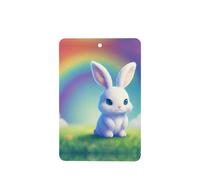 Phayah Ambientador rectangular con aroma a lavanda para coche, diseño de arcoíris y conejo, 4 unidades