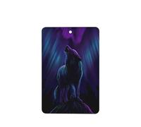 Phayah Ambientador rectangular para coche, diseño de lobos, aullando en la aurora boreal, aroma a lavanda, tarjeta perfumada para colgar, 4 piezas para coches, armario, zapatos