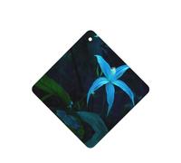 Phayah Ambientadores cuadrados para coche, 4 unidades, color azul, patrón de flores de cinco pétalos, tabletas de aromaterapia automáticas, tarjeta perfumada para colgar, aroma a lavanda