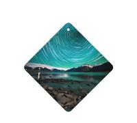 Phayah Ambientadores cuadrados para coche, 4 unidades, con patrón de aurora boreal verde, tabletas de aromaterapia, tarjeta perfumada colgante, aroma a lavanda