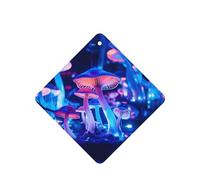 Phayah Ambientadores cuadrados para coche, 4 unidades, con patrón de hongos brillantes, tabletas de aromaterapia automáticas, tarjeta perfumada para colgar, aroma a lavanda