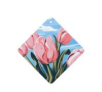 Phayah Ambientadores cuadrados para coche, 4 unidades, con patrón de tulipán rosa, tabletas de aromaterapia para colgar, tarjeta perfumada, aroma a lavanda