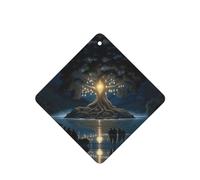 Phayah Ambientadores cuadrados para coche, 4 unidades, diseño de árbol antiguo de la sabiduría, tabletas de aromaterapia, tarjeta perfumada colgante, aroma a lavanda
