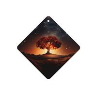 Phayah Ambientadores cuadrados para coche, 4 unidades, diseño de árbol antiguo en el cielo nocturno, tarjetas aromáticas para colgar, aroma a lavanda