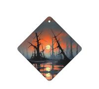 Phayah Ambientadores cuadrados para coche, 4 unidades, diseño de árbol muerto al atardecer, tarjetas aromáticas para colgar, aroma a lavanda