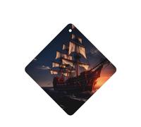 Phayah Ambientadores cuadrados para coche, 4 unidades, diseño de barco navegando al atardecer, tabletas de aromaterapia automáticas, tarjeta perfumada para colgar, aroma a lavanda