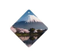 Phayah Ambientadores cuadrados para coche, 4 unidades, diseño de Fuji a principios de primavera, con patrón de aromaterapia automática, tarjeta perfumada para colgar, aroma a lavanda