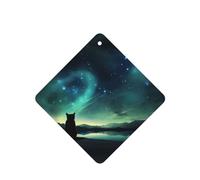 Phayah Ambientadores cuadrados para coche, 4 unidades, diseño de gato mirando estrellas, tabletas de aromaterapia automáticas, tarjeta perfumada para colgar, aroma a lavanda