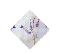Phayah Ambientadores cuadrados para coche, 4 unidades, diseño de mariposa sobre flor morada, tabletas de aromaterapia para colgar, tarjeta perfumada - aroma a lavanda