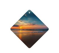 Phayah Ambientadores cuadrados para coche, 4 unidades, diseño de olas de playa, con patrón de atardecer, para colgar en tabletas de aromaterapia, aroma a lavanda