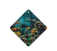 Phayah Ambientadores cuadrados para coche, 4 unidades, diseño de peces de mar profundo, tabletas de aromaterapia para colgar, tarjeta perfumada, aroma a lavanda