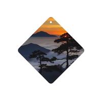 Phayah Ambientadores cuadrados para coche, 4 unidades, diseño de pino en la cima de la montaña, tabletas de aromaterapia automáticas, tarjeta perfumada para colgar, aroma a lavanda