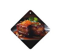 Phayah Ambientadores cuadrados para coche, 4 unidades, diseño de plato de carne frita a fuego lento, tabletas de aromaterapia, tarjeta perfumada colgante, aroma a lavanda