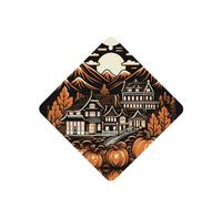 Phayah Ambientadores cuadrados para coche, 4 unidades, diseño de pueblo de Halloween, tabletas de aromaterapia, tarjeta perfumada colgante, aroma a lavanda